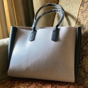 NWOT felt/faux leather tote.
